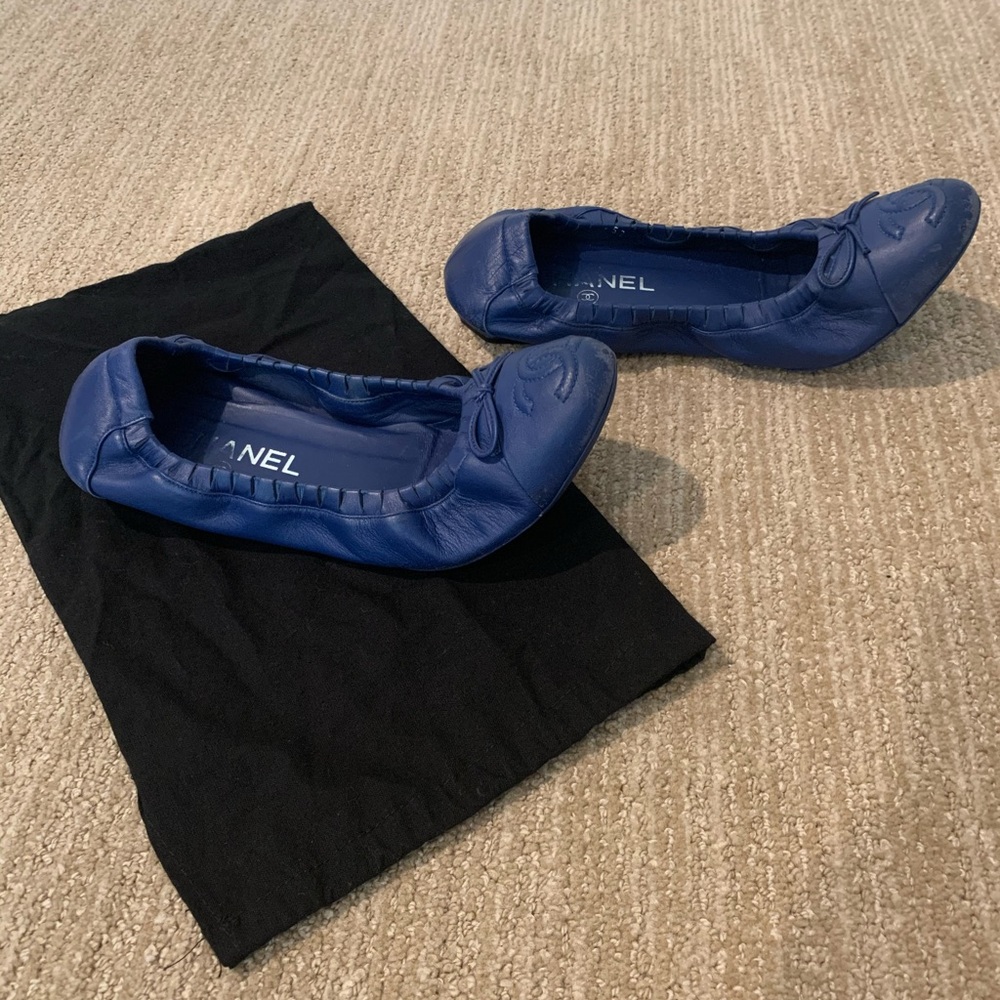 Chanel blue leather ballerina flats size 38 - Picture 6 of 12
